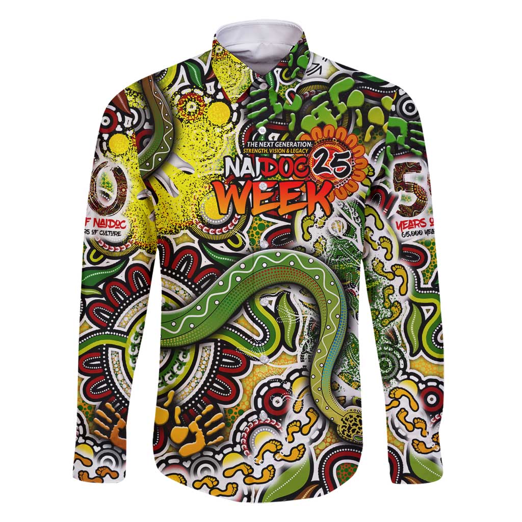 Personalised Indigenous Naidoc Week 2025 Family Matching Off Shoulder Short Dress and Hawaiian Shirt Aboriginal Snake Handprints Footprints