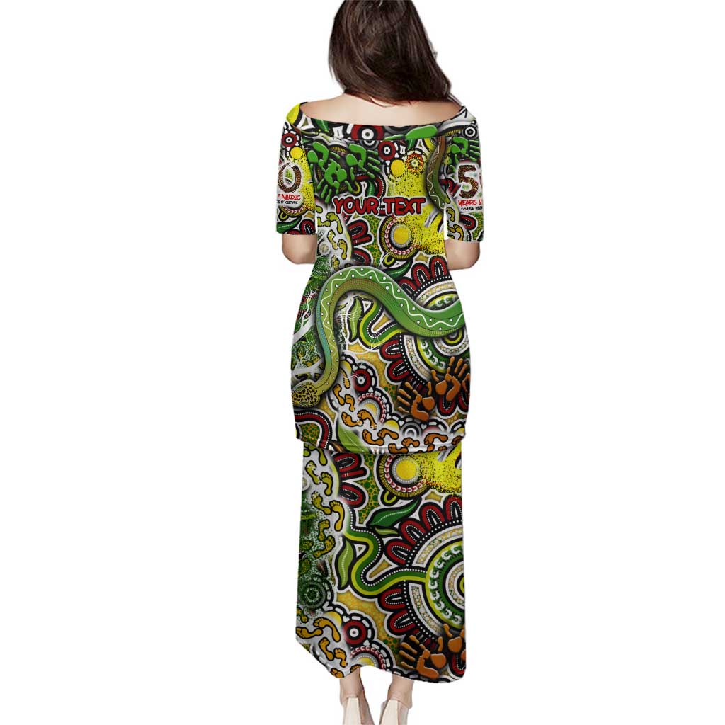 Personalised Indigenous Naidoc Week 2025 Family Matching Puletasi and Hawaiian Shirt Aboriginal Snake Handprints Footprints