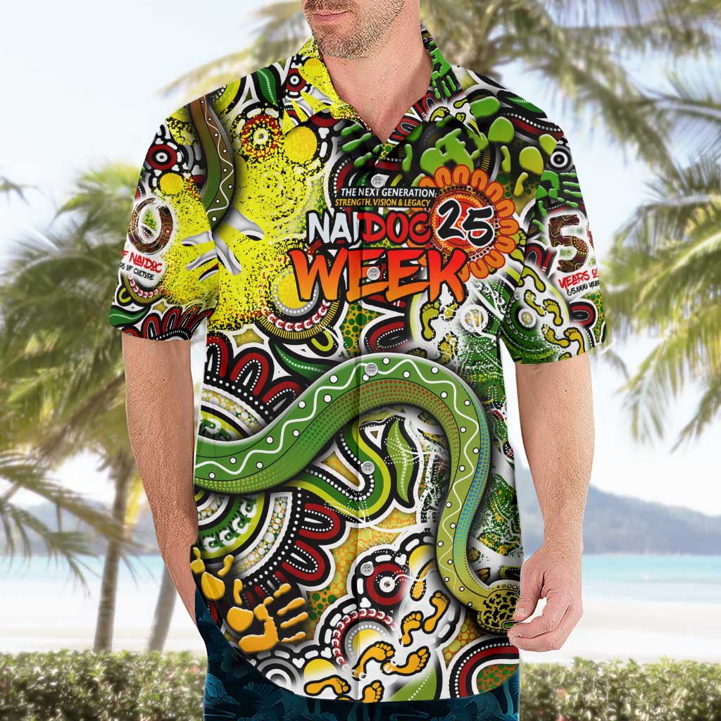 Personalised Indigenous Naidoc Week 2025 Hawaiian Shirt Aboriginal Snake Handprints Footprints