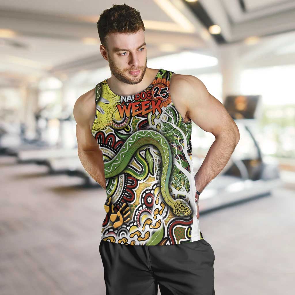 Personalised Indigenous Naidoc Week 2025 Men Tank Top Aboriginal Snake Handprints Footprints