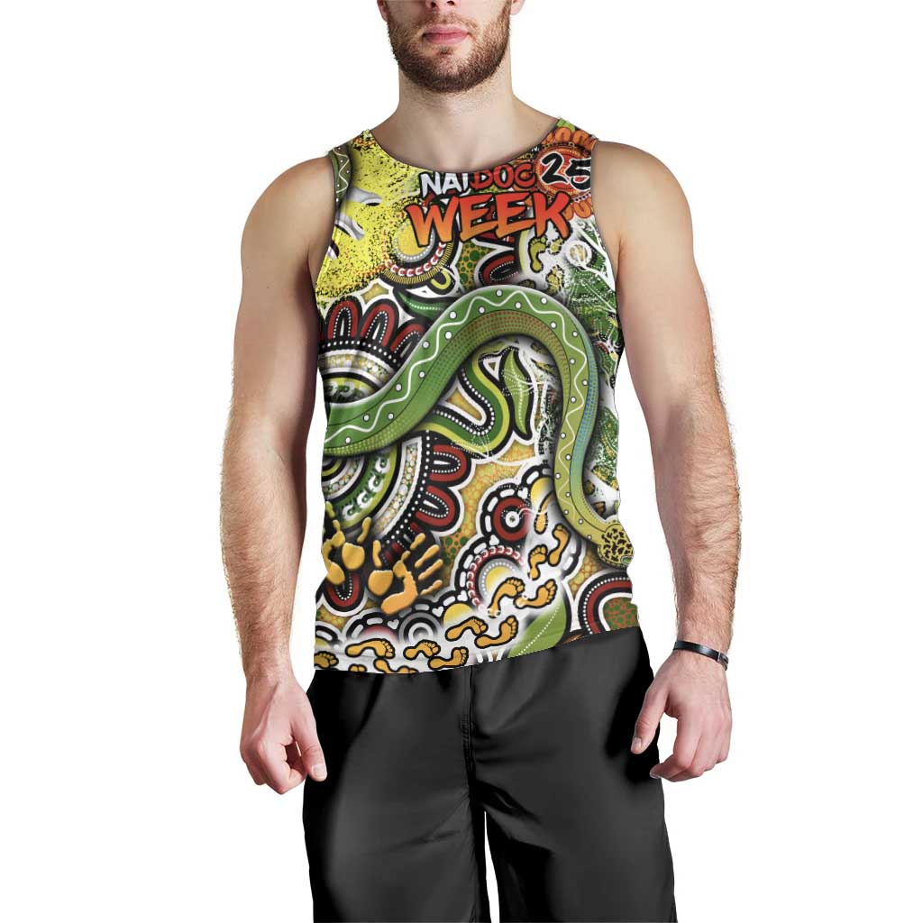Personalised Indigenous Naidoc Week 2025 Men Tank Top Aboriginal Snake Handprints Footprints