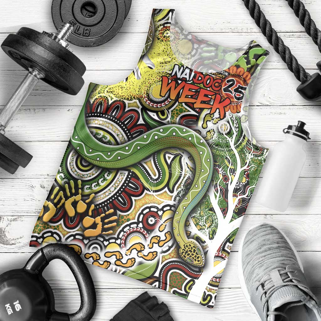 Personalised Indigenous Naidoc Week 2025 Men Tank Top Aboriginal Snake Handprints Footprints
