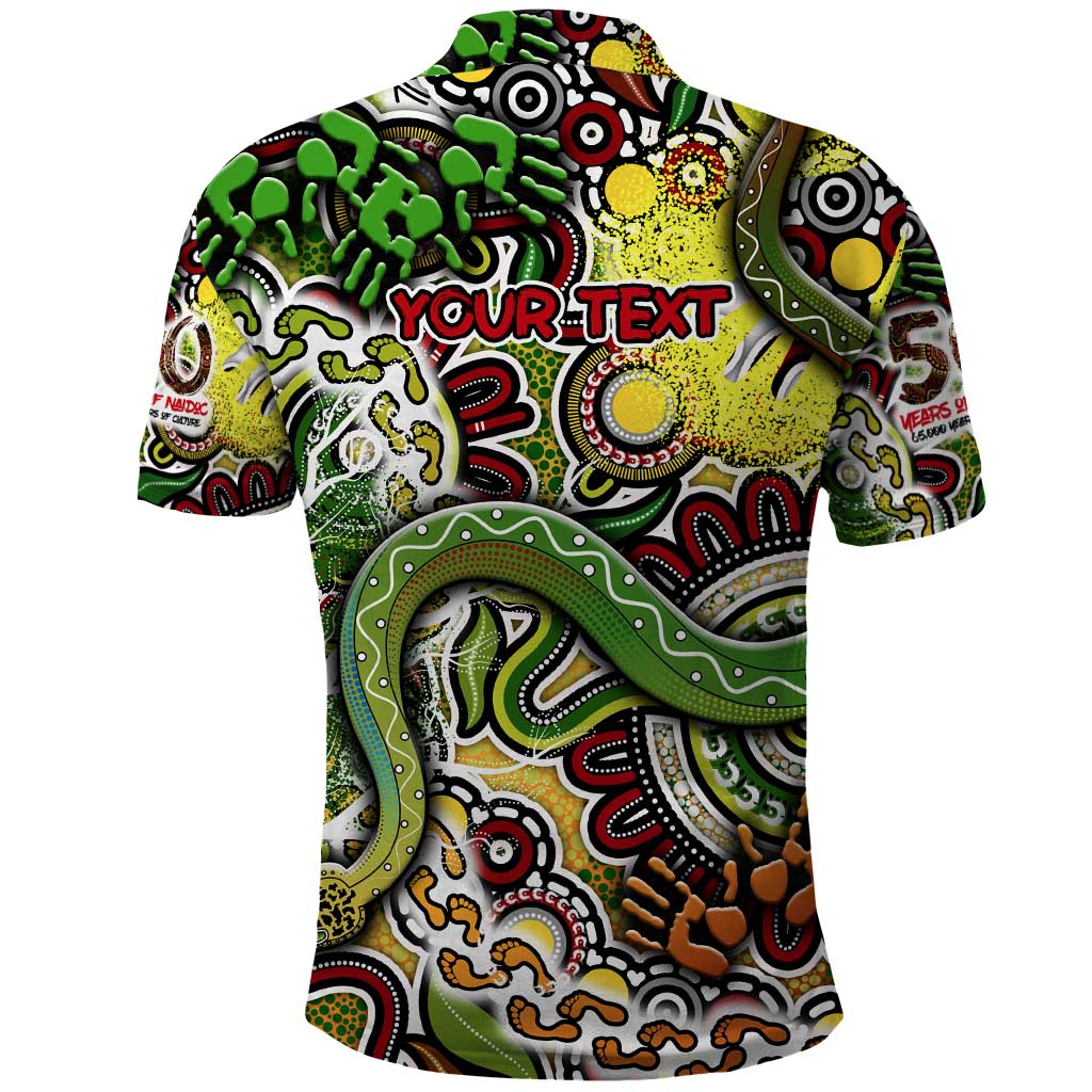 Personalised Indigenous Naidoc Week 2025 Polo Shirt Aboriginal Snake Handprints Footprints