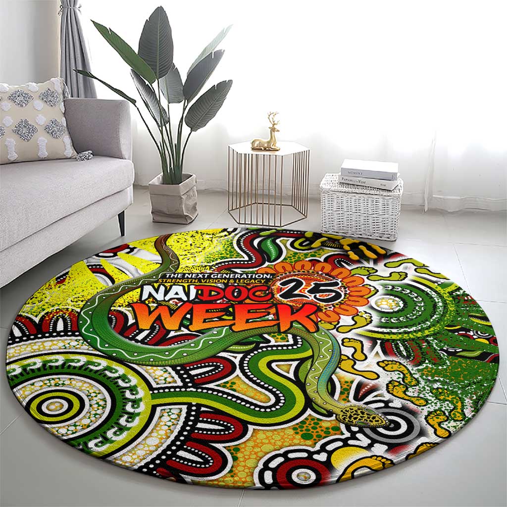 Indigenous Naidoc Week 2025 Round Carpet Aboriginal Snake Handprints Footprints