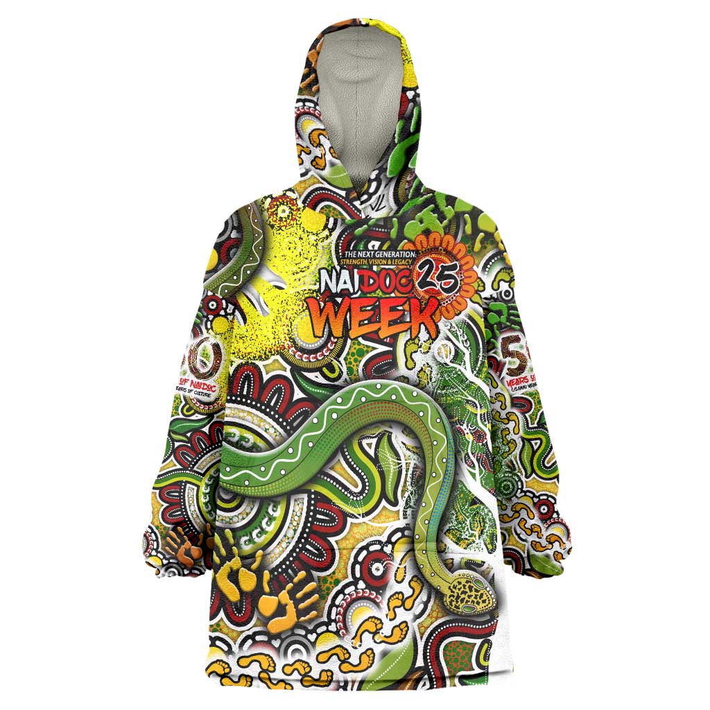 Personalised Indigenous Naidoc Week 2025 Wearable Blanket Hoodie Aboriginal Snake Handprints Footprints