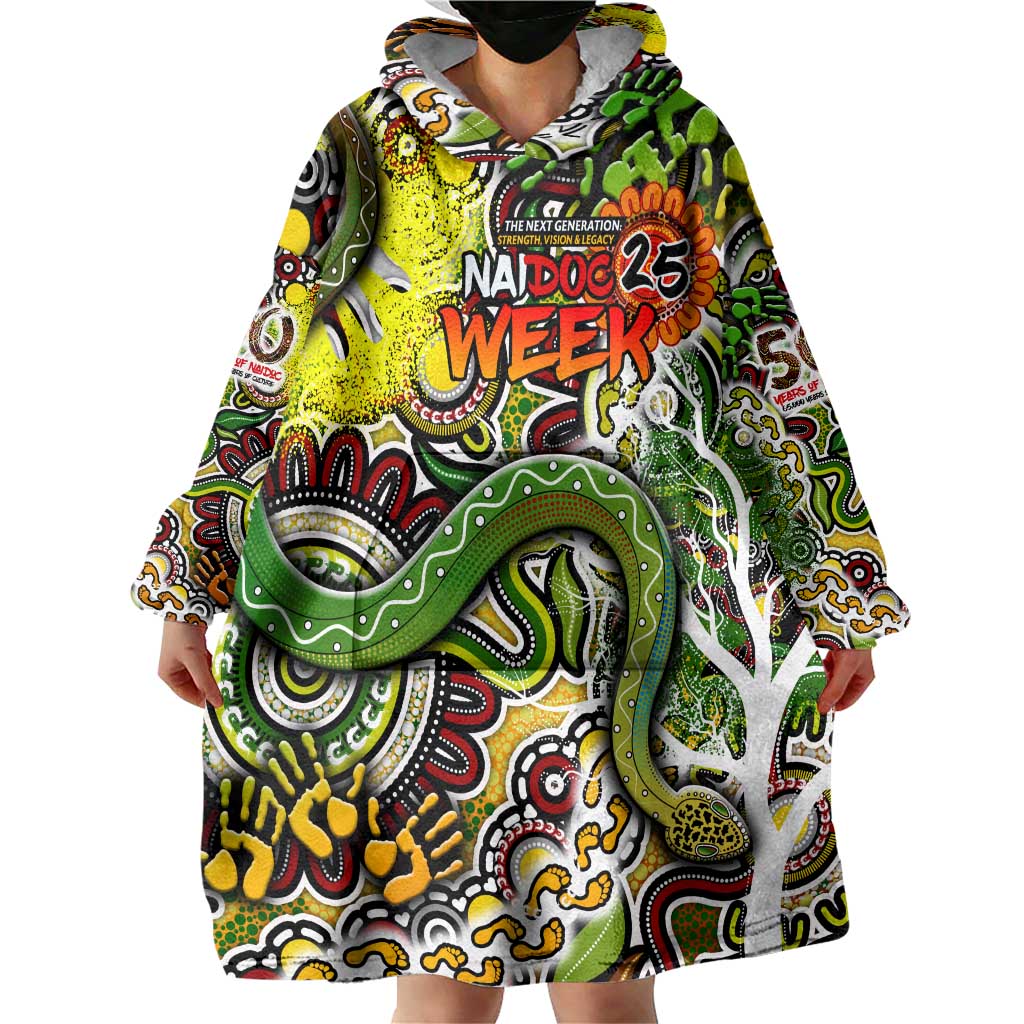 Personalised Indigenous Naidoc Week 2025 Wearable Blanket Hoodie Aboriginal Snake Handprints Footprints
