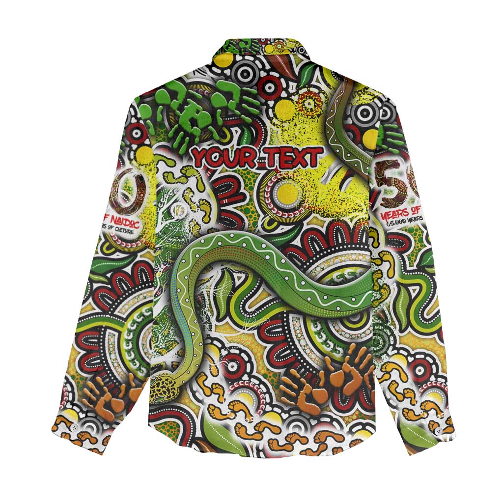 Personalised Indigenous Naidoc Week 2025 Women Casual Shirt Aboriginal Snake Handprints Footprints