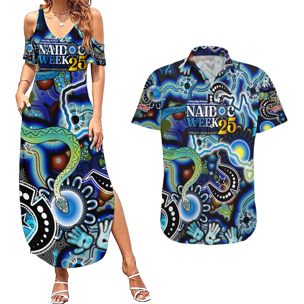 Personalised Carved in Culture Naidoc Week 2025 Couples Matching Summer Maxi Dress and Hawaiian Shirt Aboriginal Indigenous Art