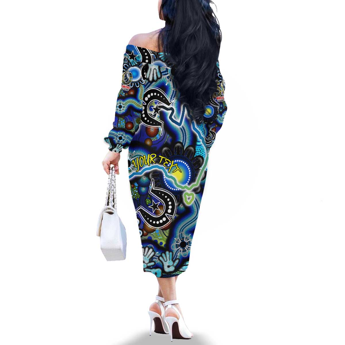 Personalised Carved in Culture Naidoc Week 2025 Family Matching Off The Shoulder Long Sleeve Dress and Hawaiian Shirt Aboriginal Indigenous Art