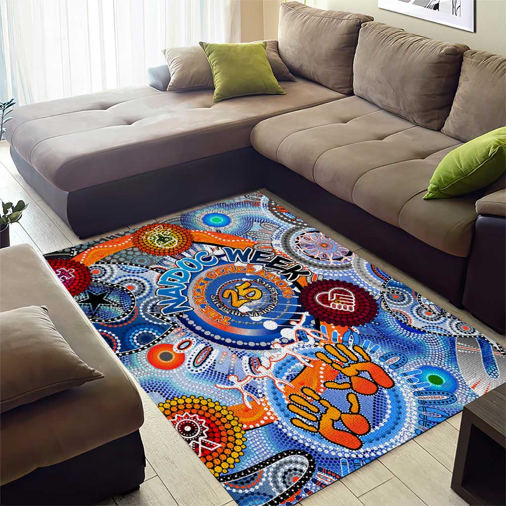 50 Years Of All-Indigenous National NAIDOC 2025 Area Rug Indigenous Dot Painting, Strength Vision Legacy
