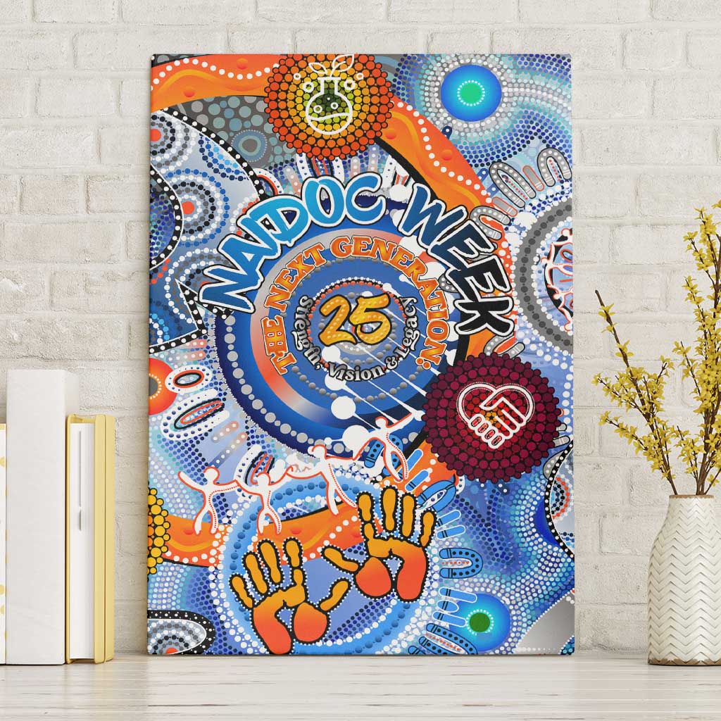 50 Years Of All-Indigenous National NAIDOC 2025 Canvas Wall Art Indigenous Dot Painting, Strength Vision Legacy