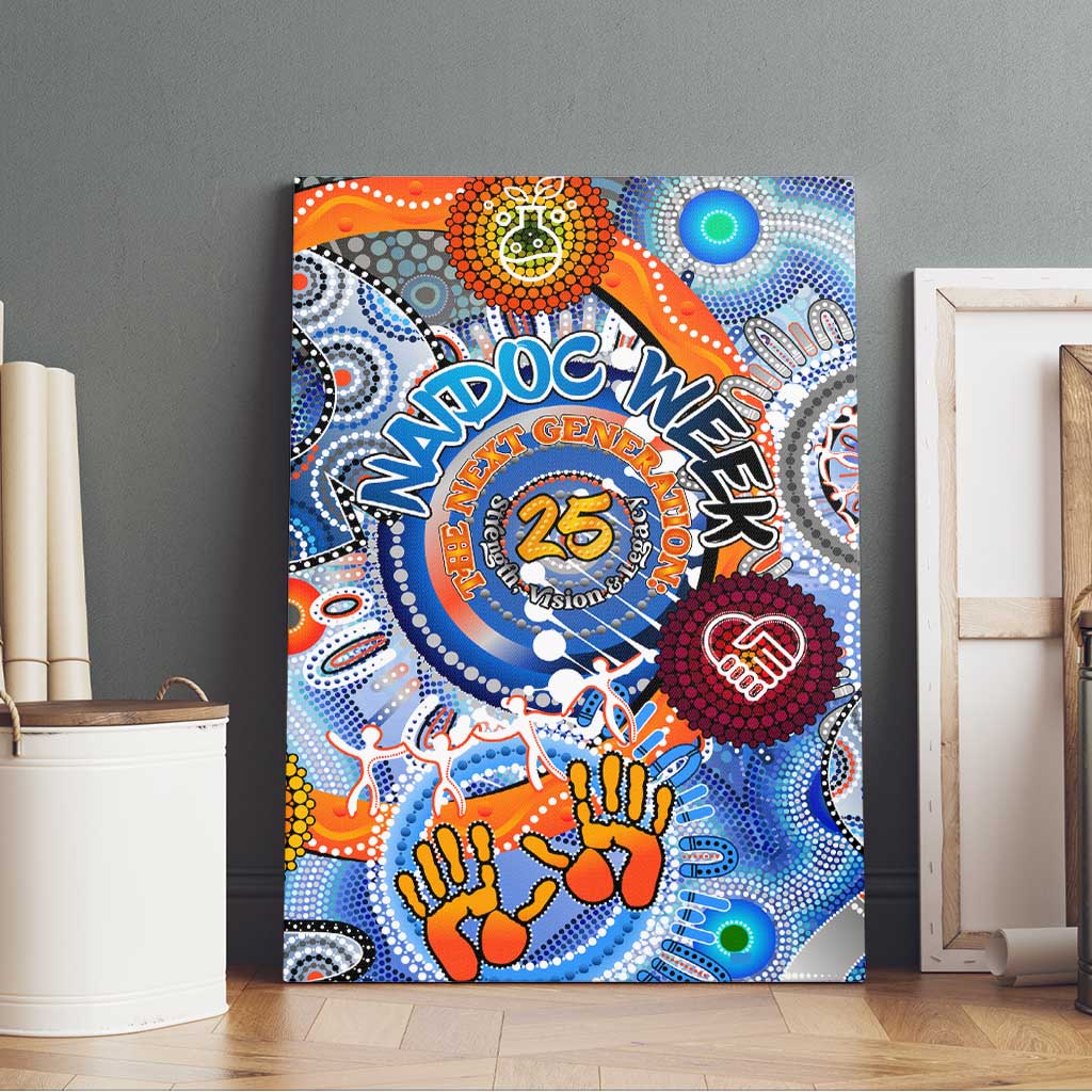 50 Years Of All-Indigenous National NAIDOC 2025 Canvas Wall Art Indigenous Dot Painting, Strength Vision Legacy