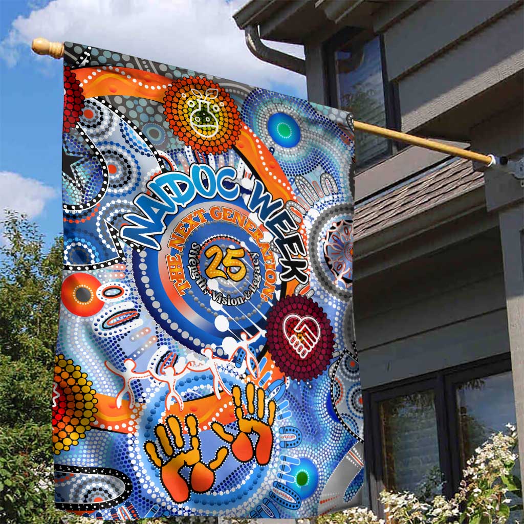 50 Years Of All-Indigenous National NAIDOC 2025 Garden Flag Indigenous Dot Painting, Strength Vision Legacy