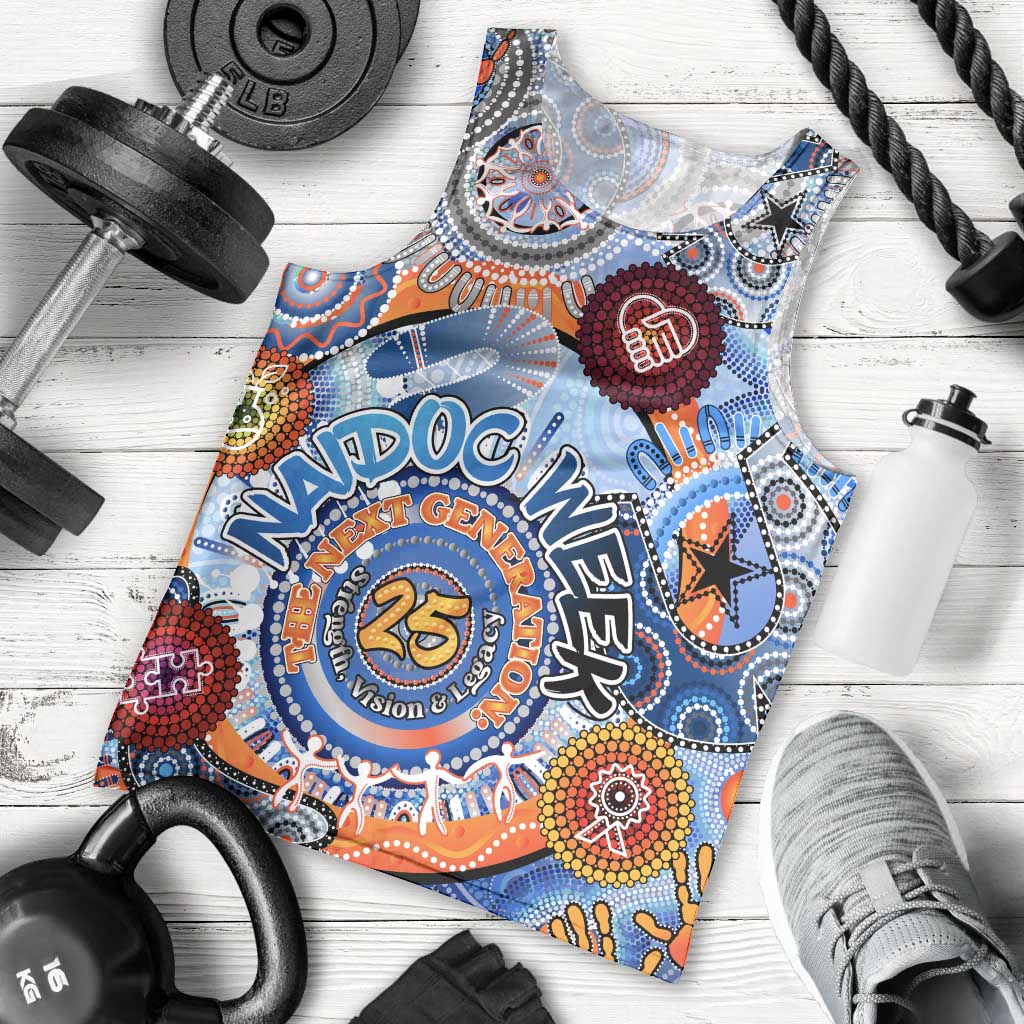 Personalised 50 Years Of All-Indigenous National NAIDOC 2025 Men Tank Top Indigenous Dot Painting, Strength Vision Legacy