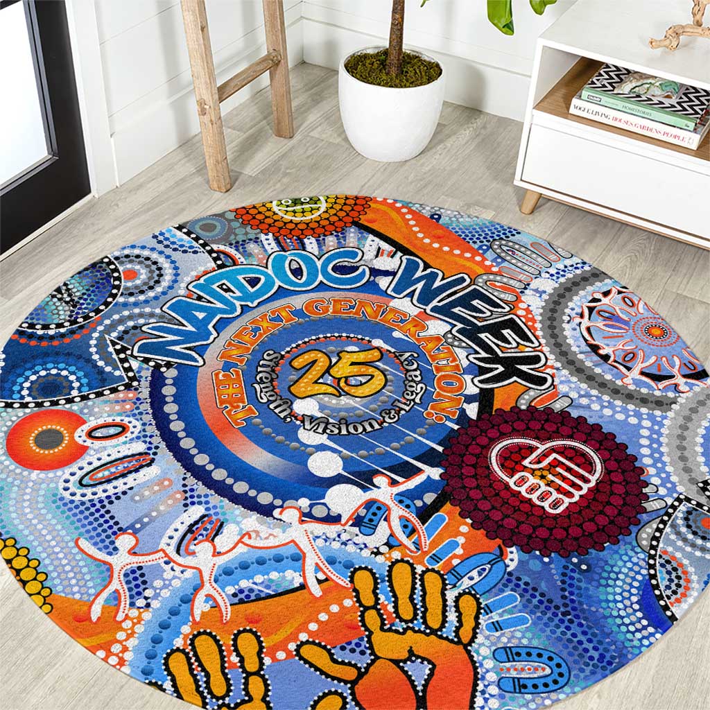 50 Years Of All-Indigenous National NAIDOC 2025 Round Carpet Indigenous Dot Painting, Strength Vision Legacy