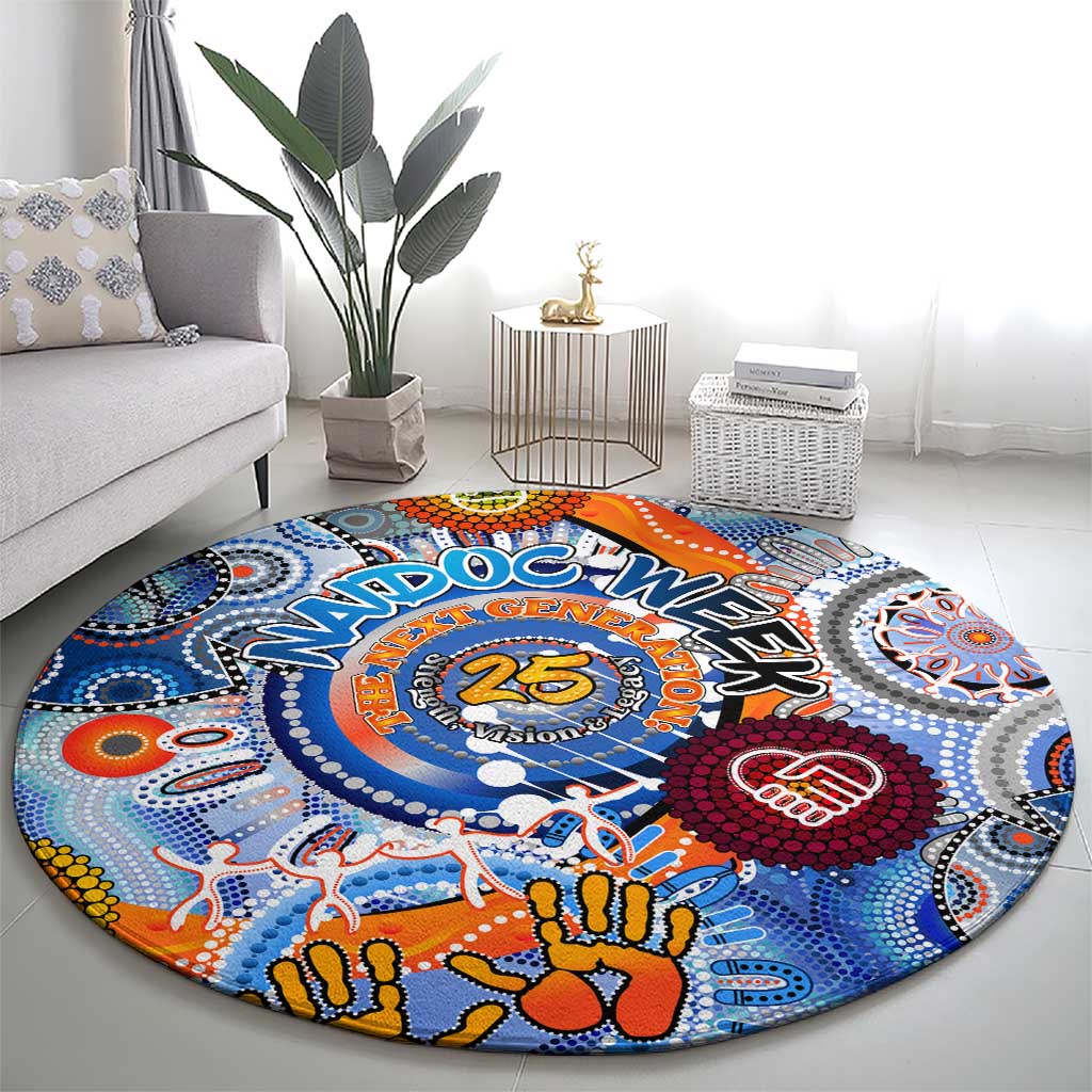 50 Years Of All-Indigenous National NAIDOC 2025 Round Carpet Indigenous Dot Painting, Strength Vision Legacy