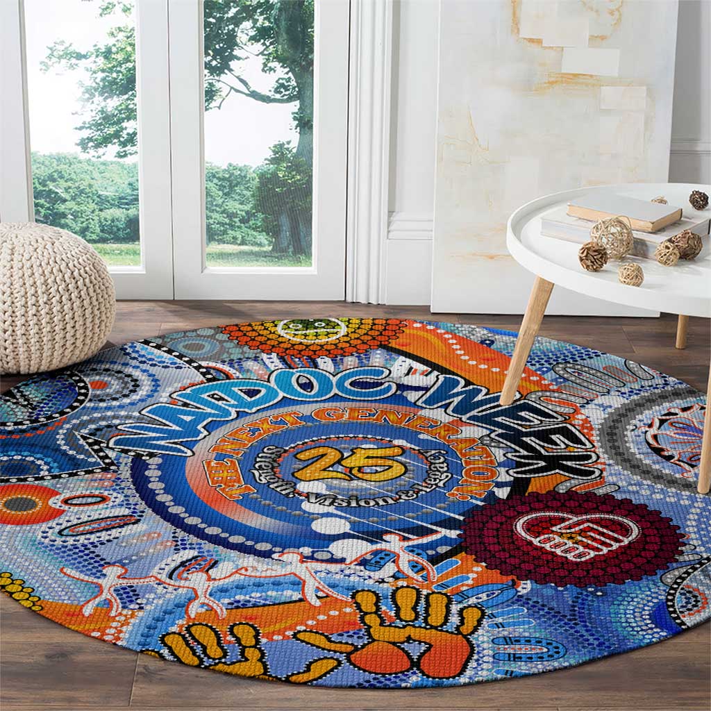 50 Years Of All-Indigenous National NAIDOC 2025 Round Carpet Indigenous Dot Painting, Strength Vision Legacy