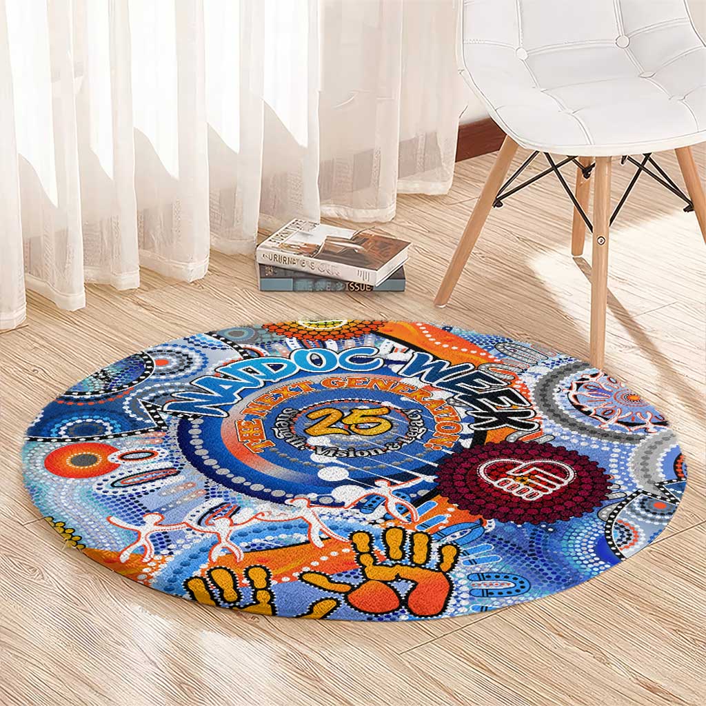 50 Years Of All-Indigenous National NAIDOC 2025 Round Carpet Indigenous Dot Painting, Strength Vision Legacy