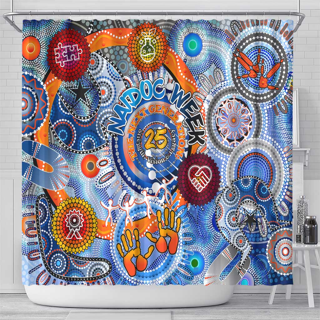 50 Years Of All-Indigenous National NAIDOC 2025 Shower Curtain Indigenous Dot Painting, Strength Vision Legacy