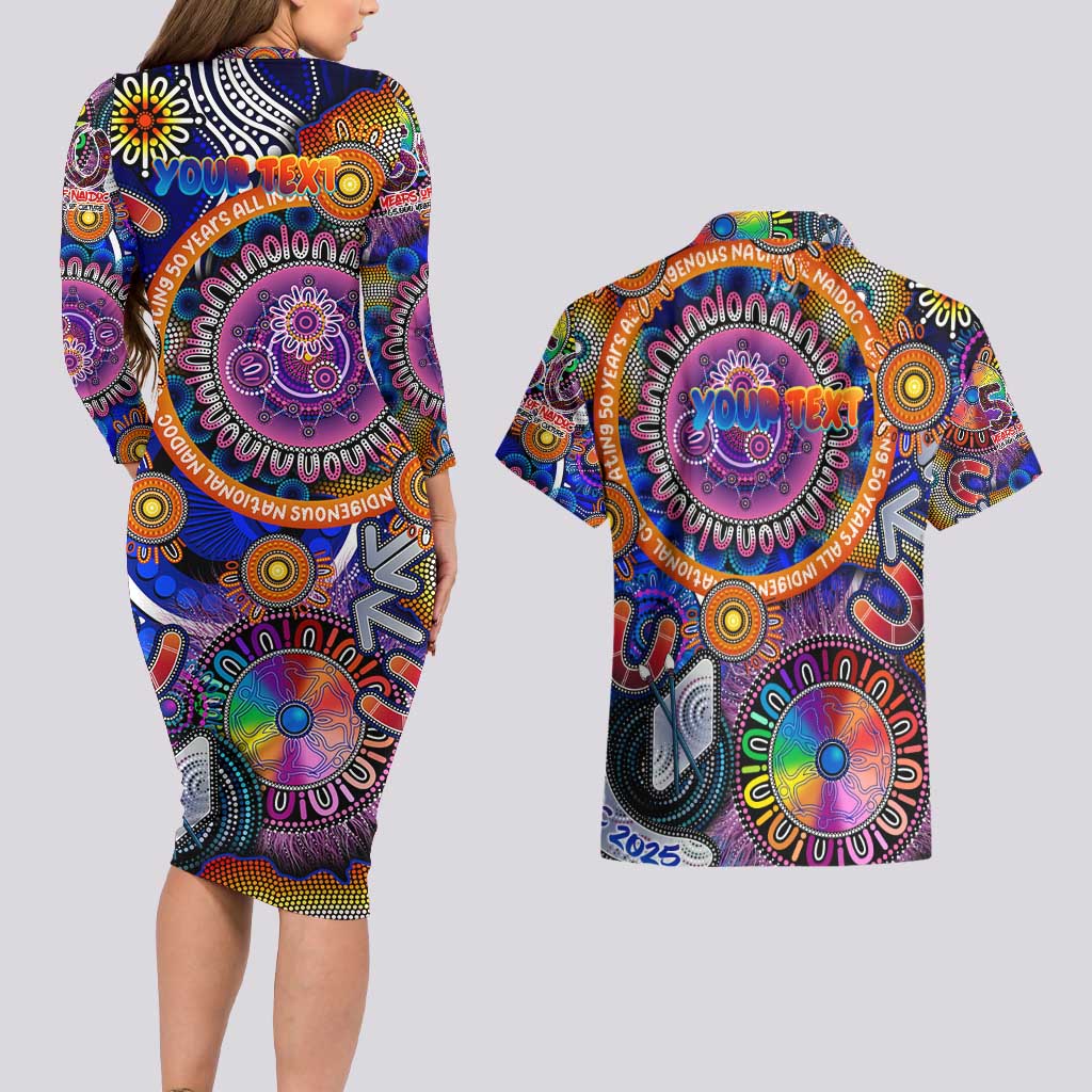 Personalised NAIDOC 2025 The Next Generation Couples Matching Long Sleeve Bodycon Dress and Hawaiian Shirt Celebrating 50 Years Naidoc Aboriginal Colorful
