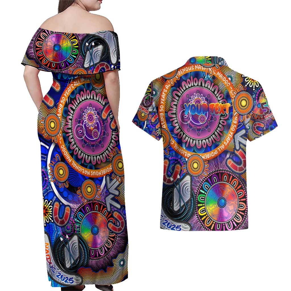 Personalised NAIDOC 2025 The Next Generation Couples Matching Off Shoulder Maxi Dress and Hawaiian Shirt Celebrating 50 Years Naidoc Aboriginal Colorful