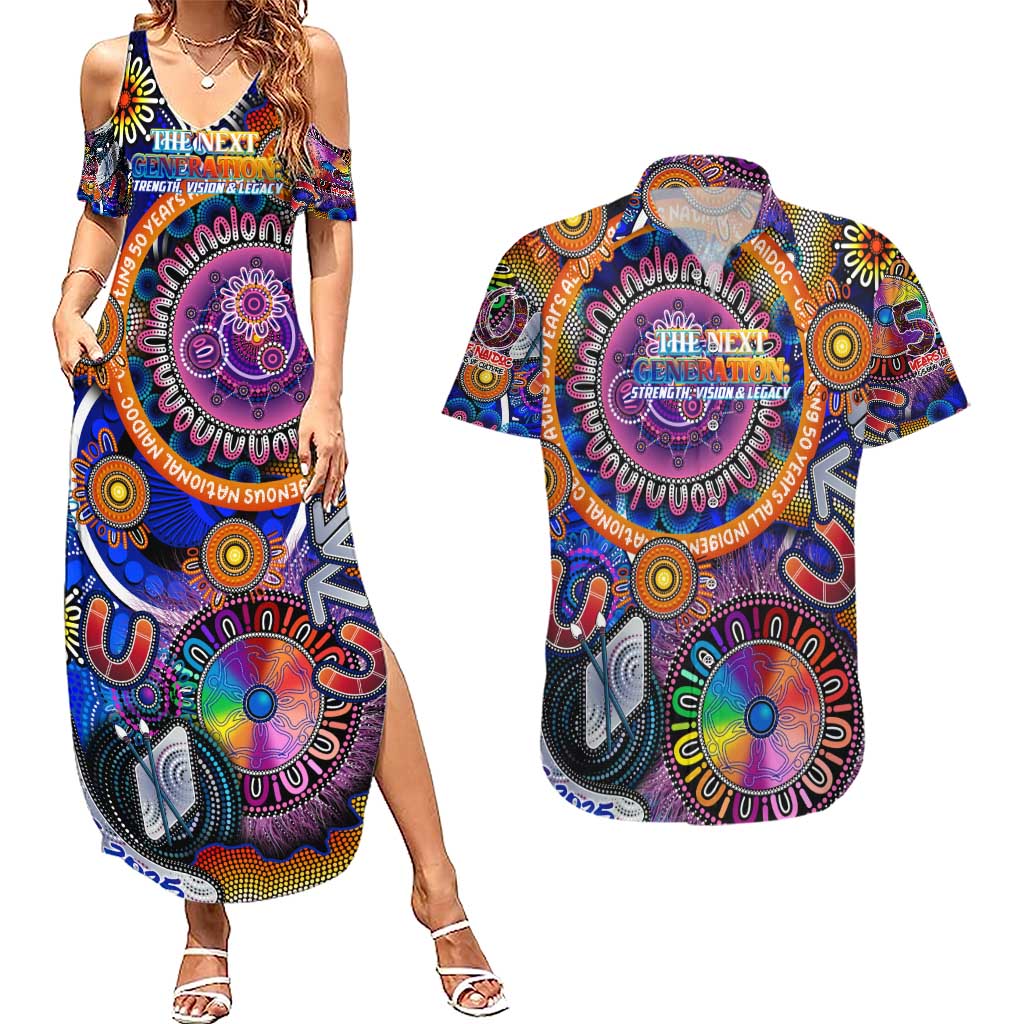 Personalised NAIDOC 2025 The Next Generation Couples Matching Summer Maxi Dress and Hawaiian Shirt Celebrating 50 Years Naidoc Aboriginal Colorful