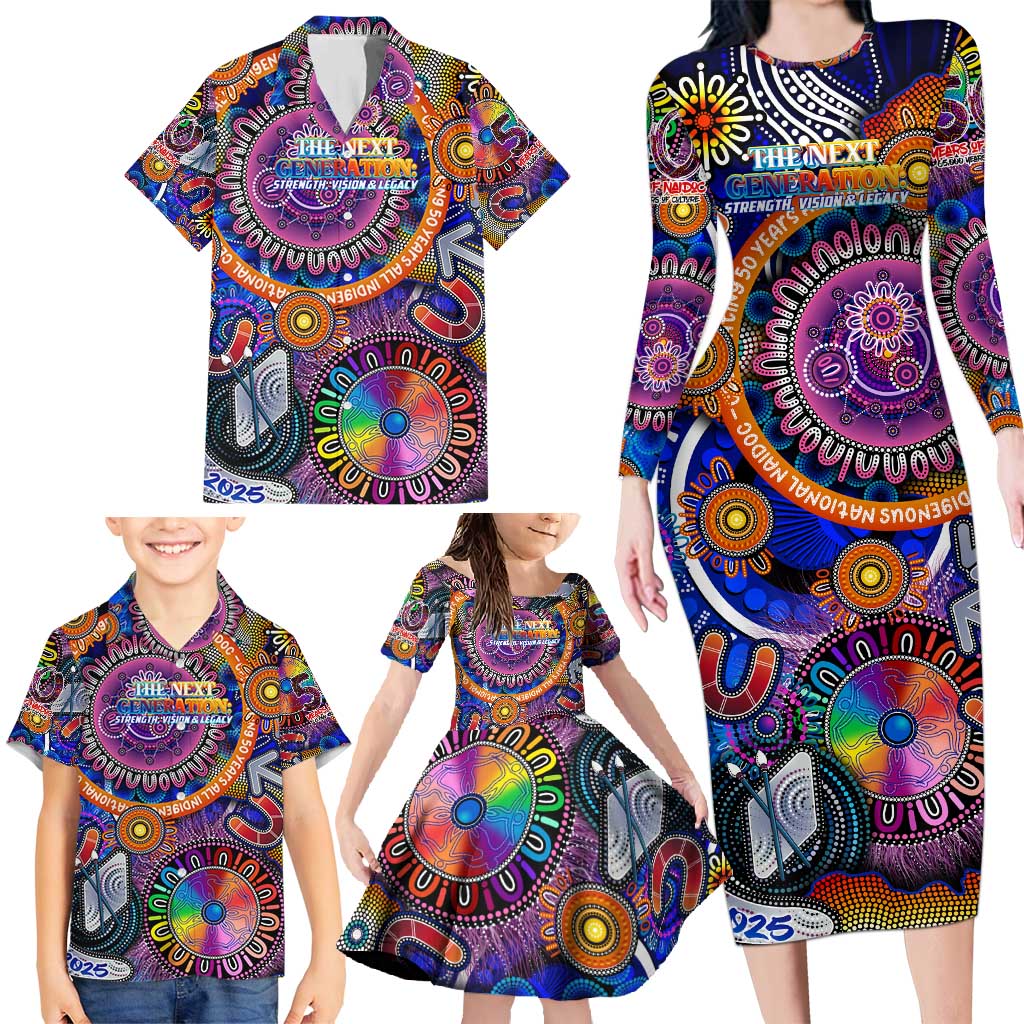 Personalised NAIDOC 2025 The Next Generation Family Matching Long Sleeve Bodycon Dress and Hawaiian Shirt Celebrating 50 Years Naidoc Aboriginal Colorful