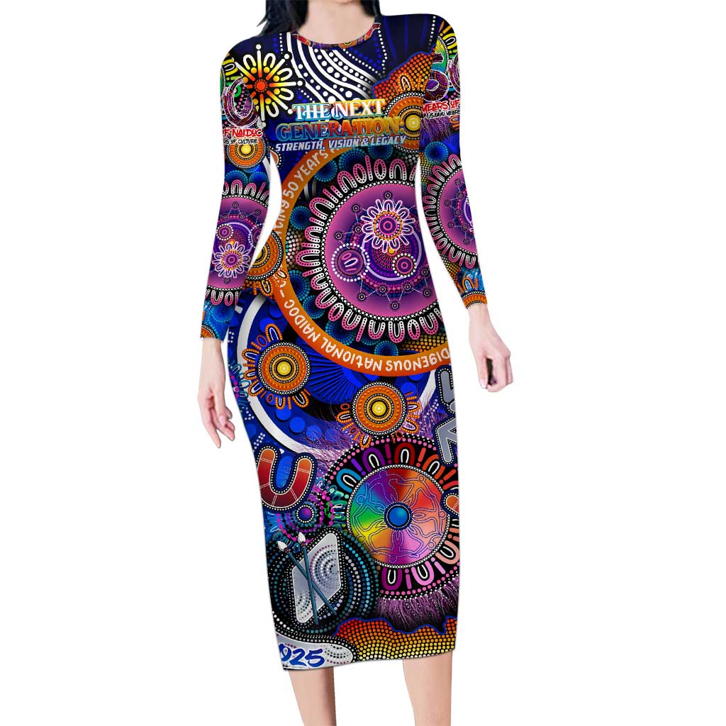 Personalised NAIDOC 2025 The Next Generation Family Matching Long Sleeve Bodycon Dress and Hawaiian Shirt Celebrating 50 Years Naidoc Aboriginal Colorful