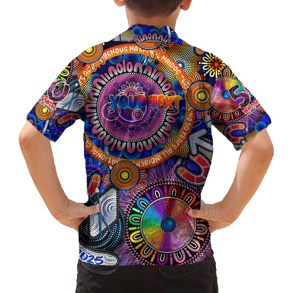 Personalised NAIDOC 2025 The Next Generation Family Matching Off The Shoulder Long Sleeve Dress and Hawaiian Shirt Celebrating 50 Years Naidoc Aboriginal Colorful
