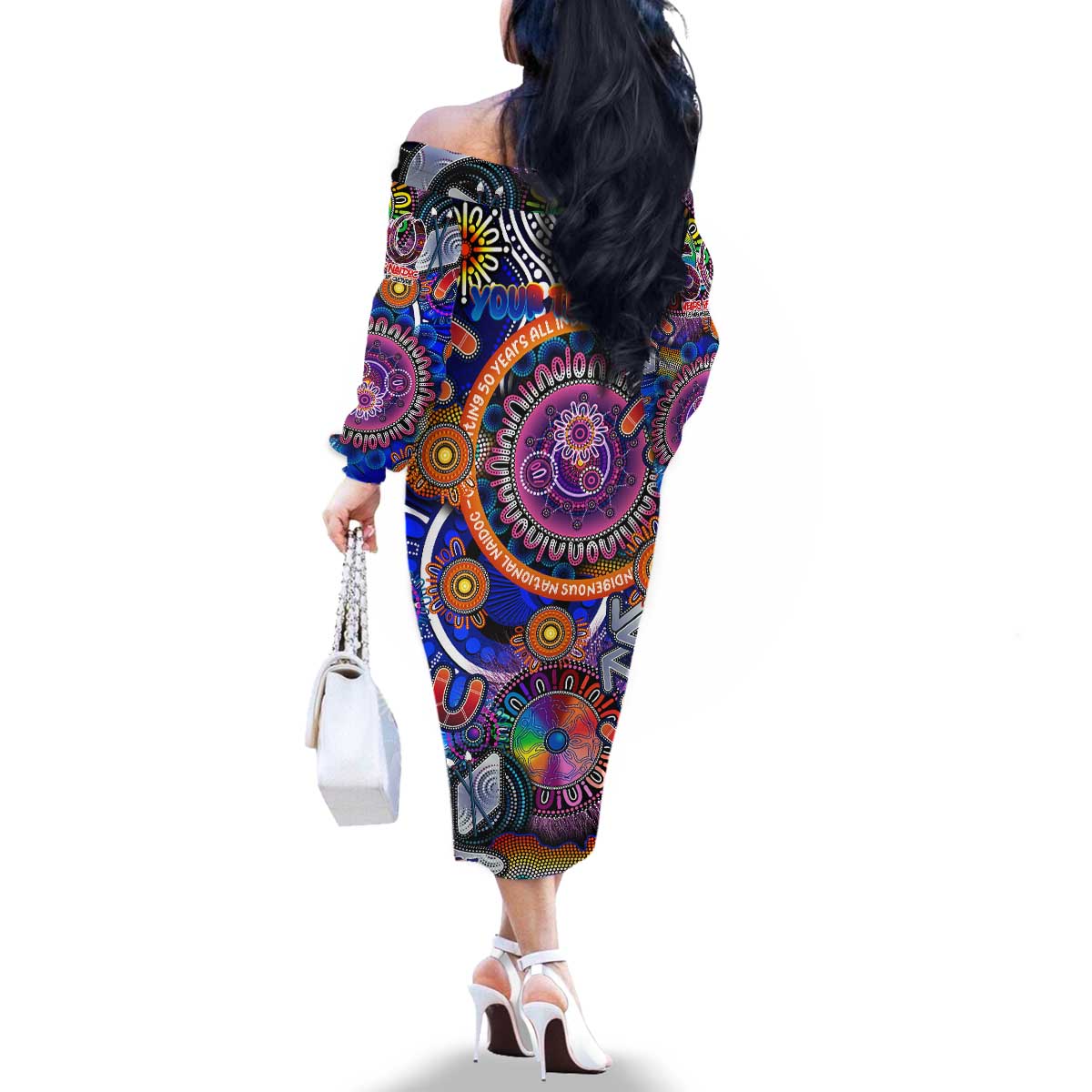 Personalised NAIDOC 2025 The Next Generation Family Matching Off The Shoulder Long Sleeve Dress and Hawaiian Shirt Celebrating 50 Years Naidoc Aboriginal Colorful