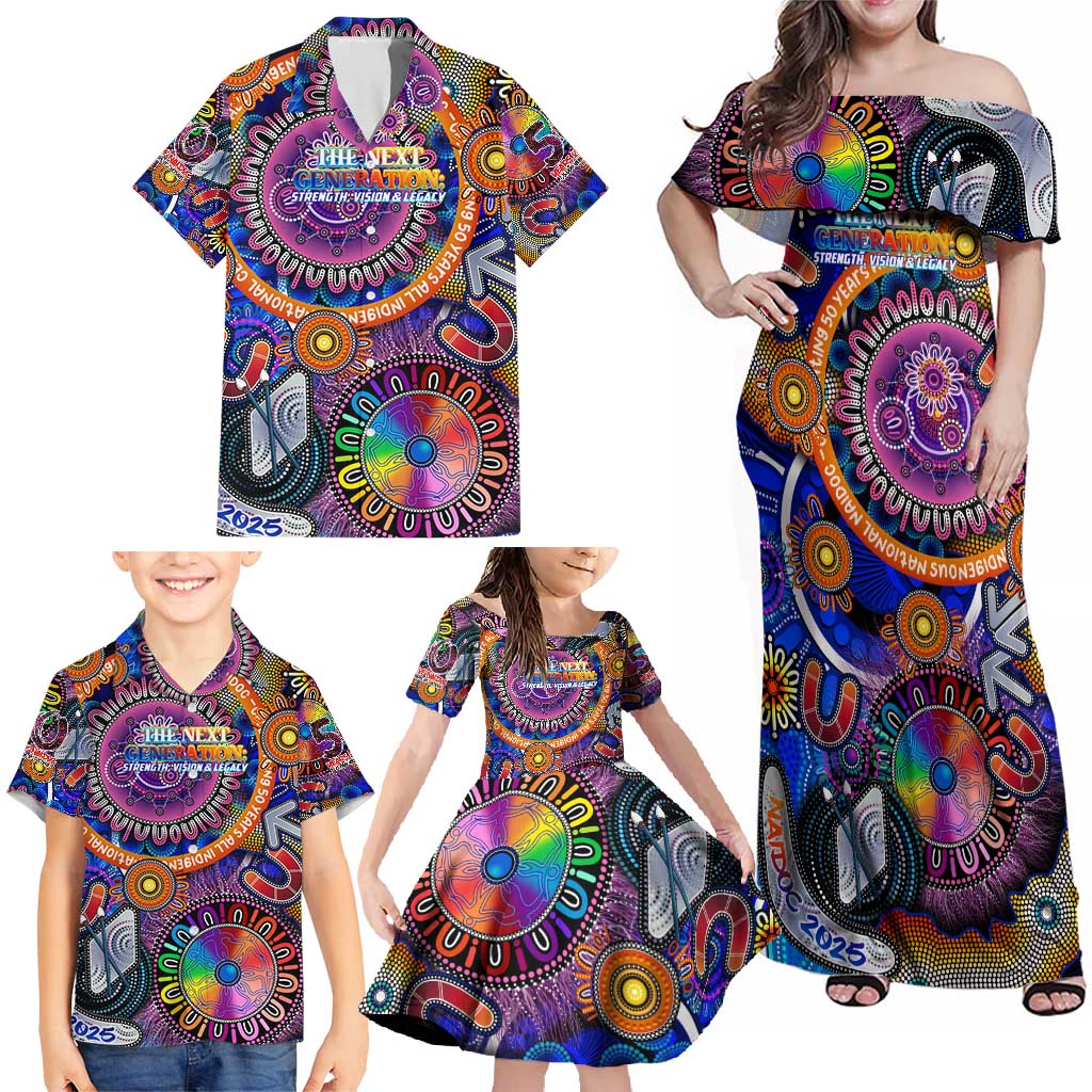 Personalised NAIDOC 2025 The Next Generation Family Matching Off Shoulder Maxi Dress and Hawaiian Shirt Celebrating 50 Years Naidoc Aboriginal Colorful