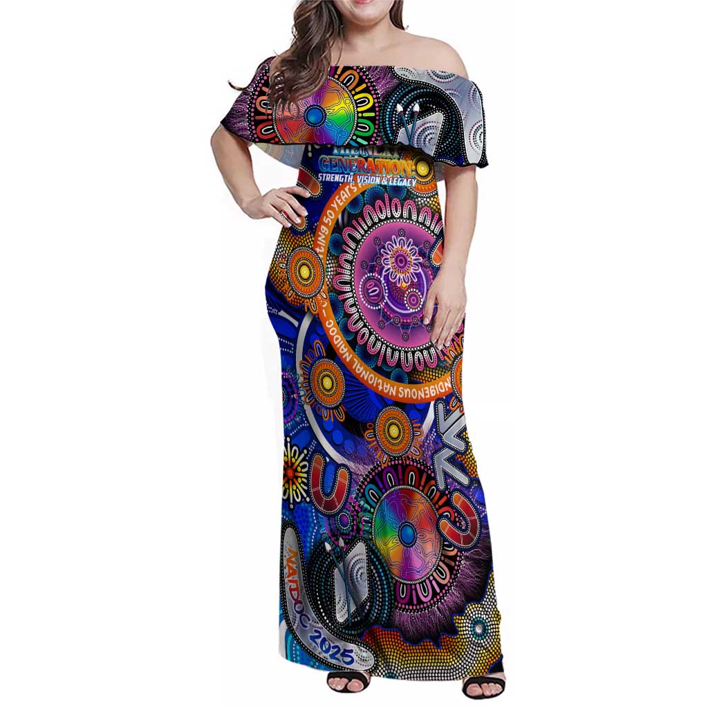 Personalised NAIDOC 2025 The Next Generation Family Matching Off Shoulder Maxi Dress and Hawaiian Shirt Celebrating 50 Years Naidoc Aboriginal Colorful