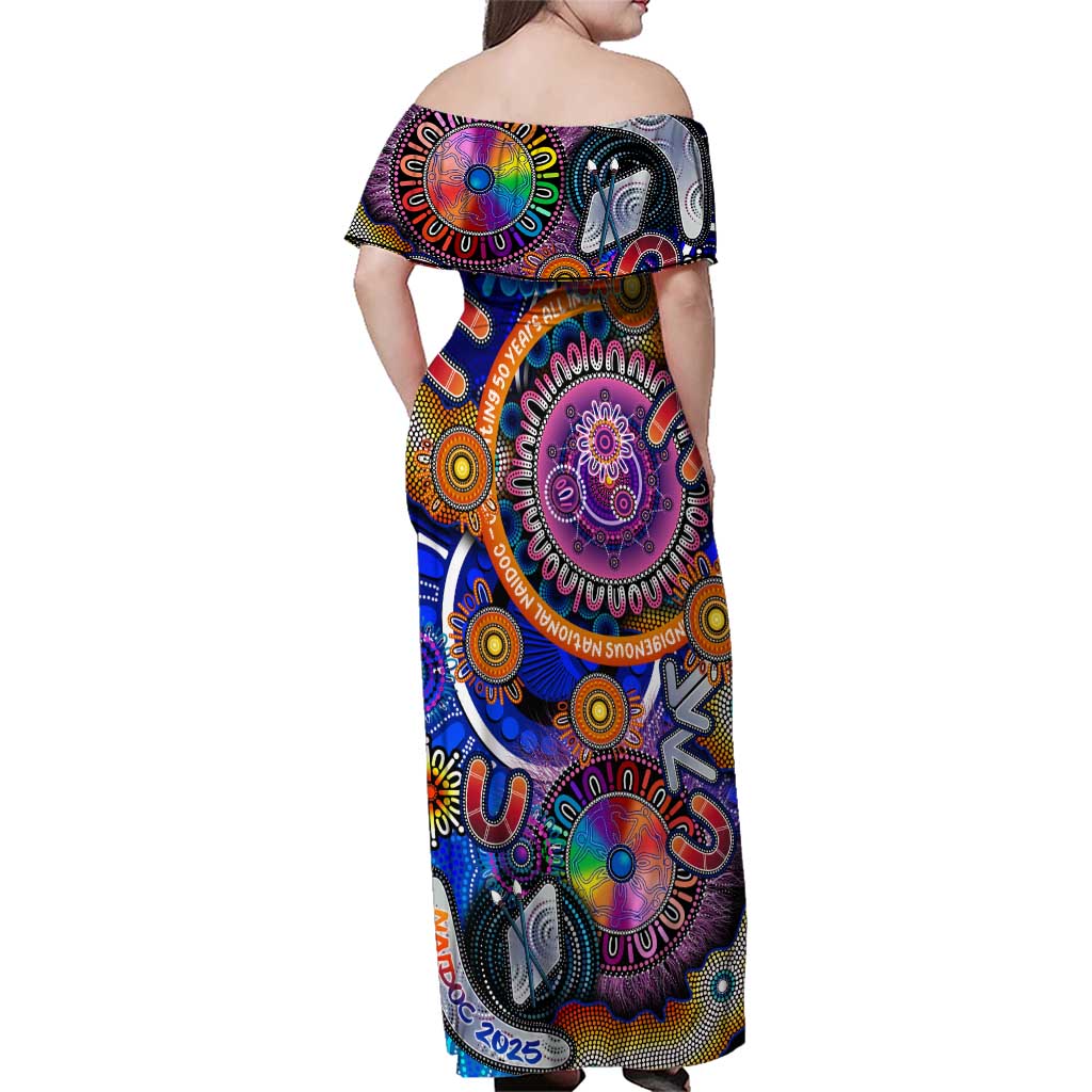 Personalised NAIDOC 2025 The Next Generation Family Matching Off Shoulder Maxi Dress and Hawaiian Shirt Celebrating 50 Years Naidoc Aboriginal Colorful