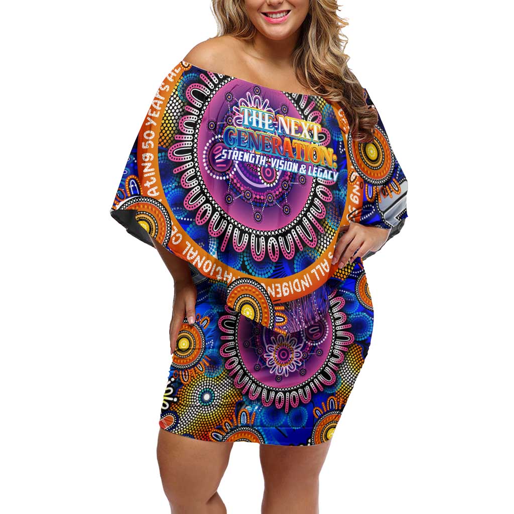 Personalised NAIDOC 2025 The Next Generation Family Matching Off Shoulder Short Dress and Hawaiian Shirt Celebrating 50 Years Naidoc Aboriginal Colorful