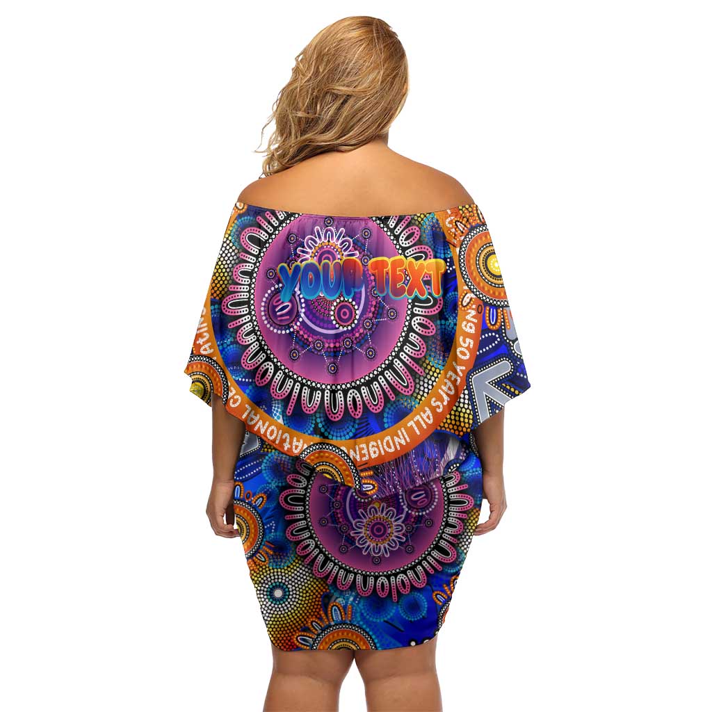 Personalised NAIDOC 2025 The Next Generation Family Matching Off Shoulder Short Dress and Hawaiian Shirt Celebrating 50 Years Naidoc Aboriginal Colorful