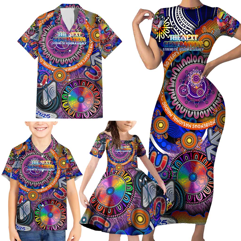 Personalised NAIDOC 2025 The Next Generation Family Matching Short Sleeve Bodycon Dress and Hawaiian Shirt Celebrating 50 Years Naidoc Aboriginal Colorful