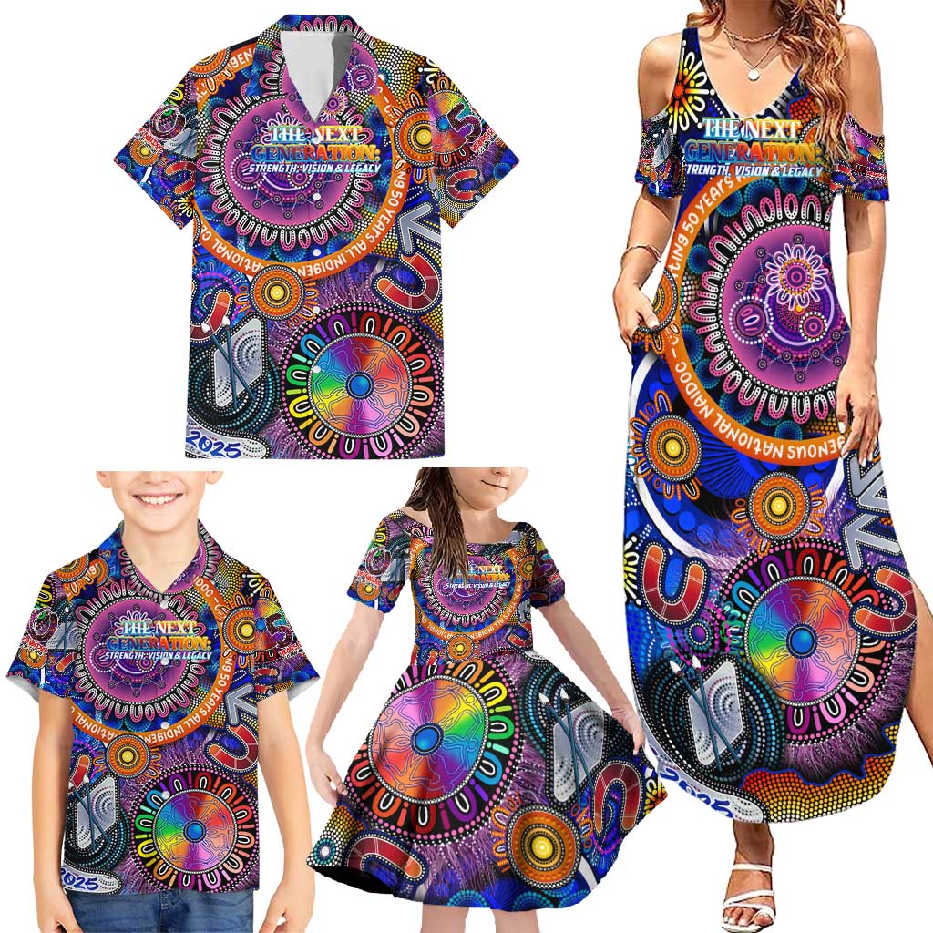 Personalised NAIDOC 2025 The Next Generation Family Matching Summer Maxi Dress and Hawaiian Shirt Celebrating 50 Years Naidoc Aboriginal Colorful