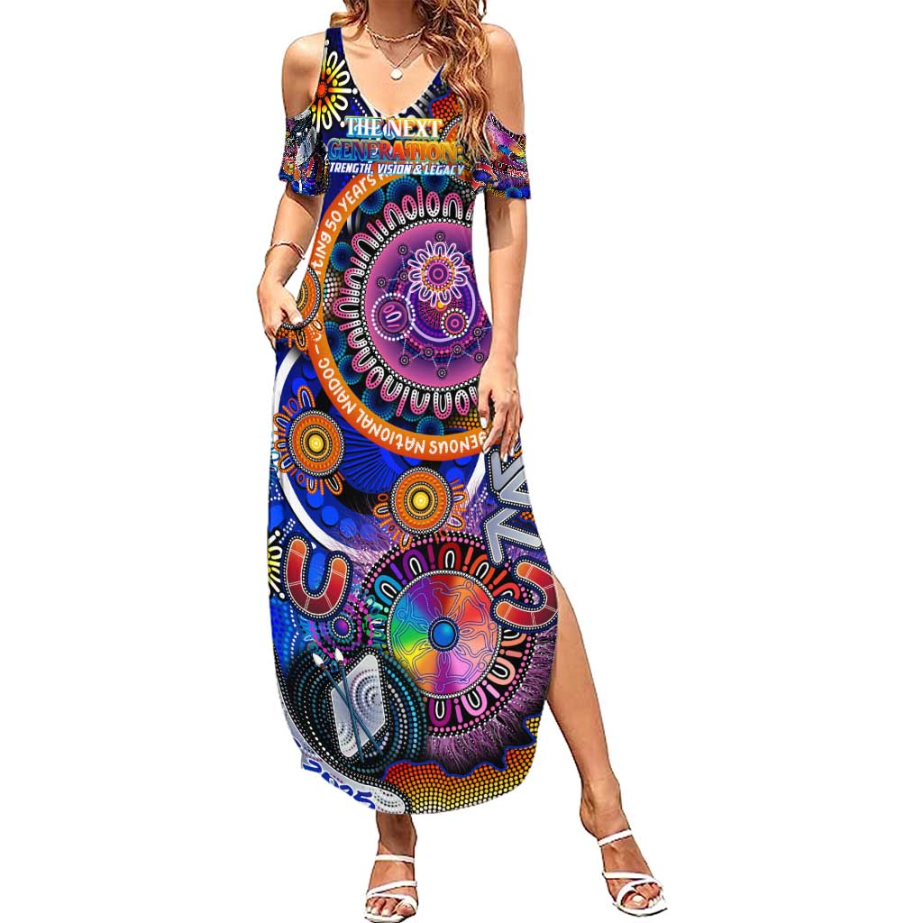 Personalised NAIDOC 2025 The Next Generation Family Matching Summer Maxi Dress and Hawaiian Shirt Celebrating 50 Years Naidoc Aboriginal Colorful
