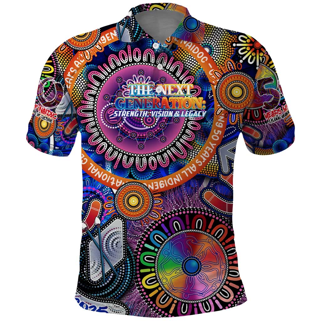 Personalised NAIDOC 2025 The Next Generation Polo Shirt Celebrating 50 Years Naidoc Aboriginal Colorful
