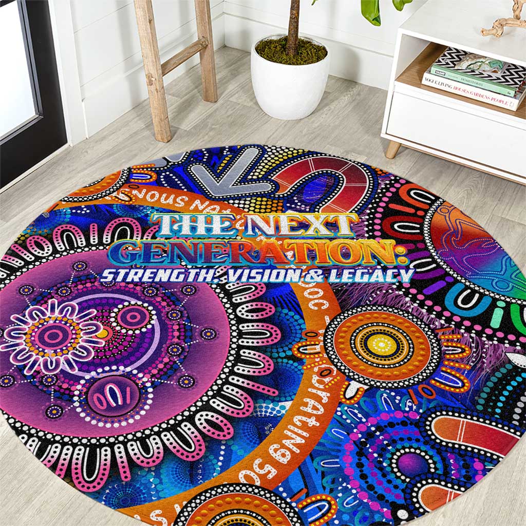 NAIDOC 2025 The Next Generation Round Carpet Celebrating 50 Years Naidoc Aboriginal Colorful