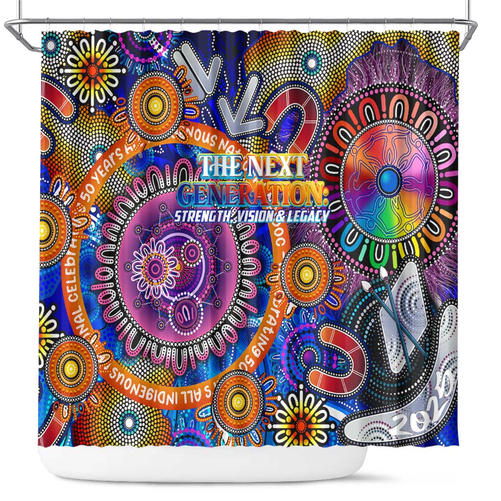 NAIDOC 2025 The Next Generation Shower Curtain Celebrating 50 Years Naidoc Aboriginal Colorful