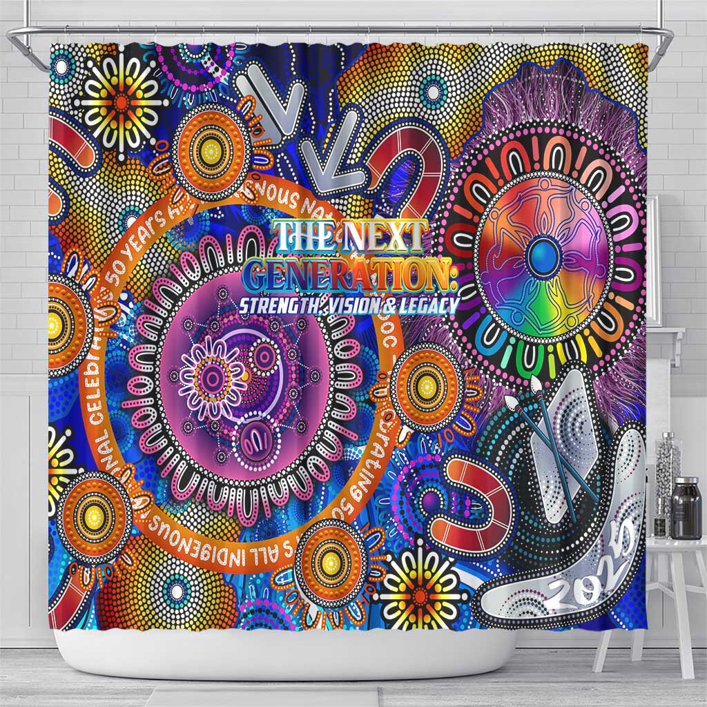 NAIDOC 2025 The Next Generation Shower Curtain Celebrating 50 Years Naidoc Aboriginal Colorful