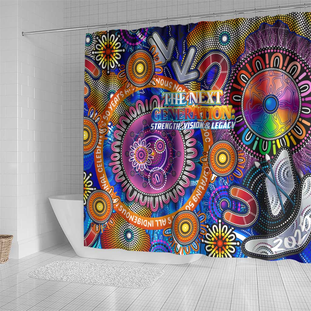 NAIDOC 2025 The Next Generation Shower Curtain Celebrating 50 Years Naidoc Aboriginal Colorful