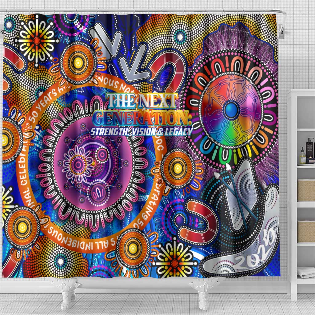 NAIDOC 2025 The Next Generation Shower Curtain Celebrating 50 Years Naidoc Aboriginal Colorful
