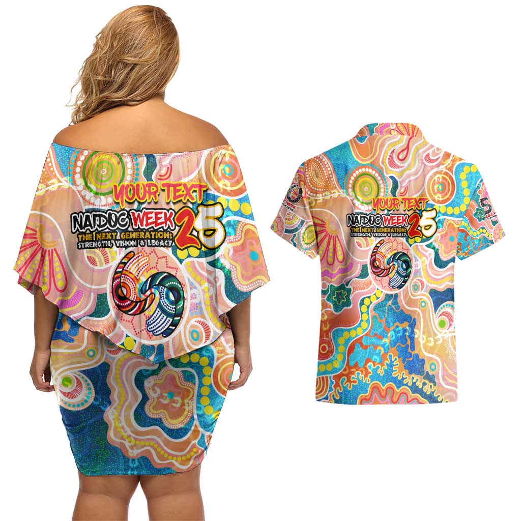 Personalised Naidoc 2025 Where Culture Walks the Runway Couples Matching Off Shoulder Short Dress and Hawaiian Shirt Aboriginal Indigenous Art