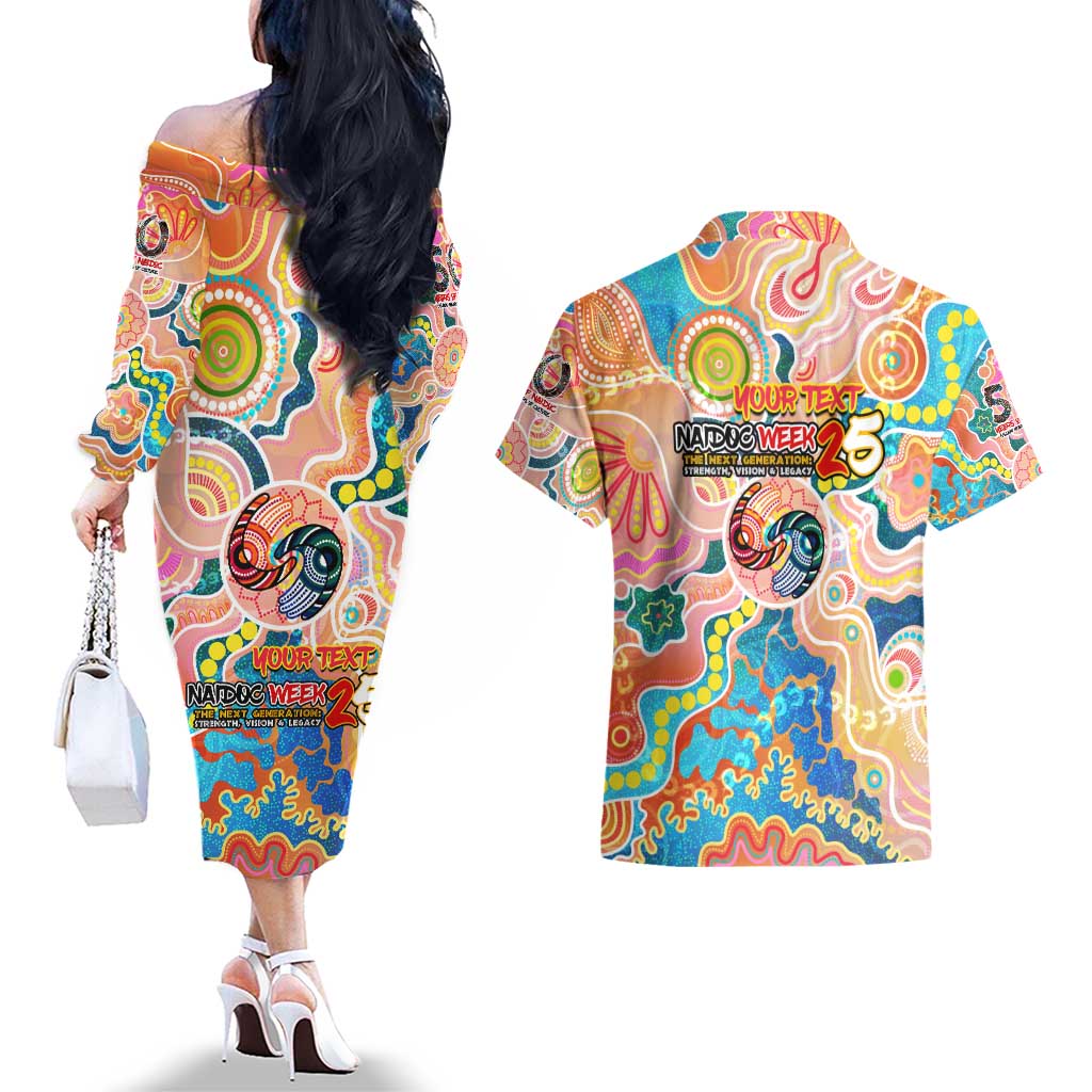 Personalised Naidoc 2025 Where Culture Walks the Runway Couples Matching Off The Shoulder Long Sleeve Dress and Hawaiian Shirt Aboriginal Indigenous Art