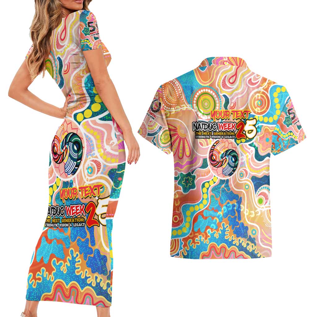 Personalised Naidoc 2025 Where Culture Walks the Runway Couples Matching Short Sleeve Bodycon Dress and Hawaiian Shirt Aboriginal Indigenous Art