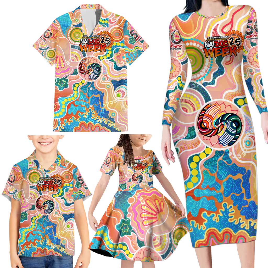 Personalised Naidoc 2025 Where Culture Walks the Runway Family Matching Long Sleeve Bodycon Dress and Hawaiian Shirt Aboriginal Indigenous Art