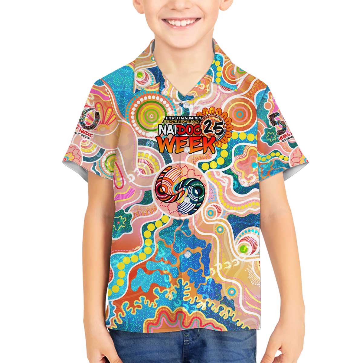 Personalised Naidoc 2025 Where Culture Walks the Runway Family Matching Off The Shoulder Long Sleeve Dress and Hawaiian Shirt Aboriginal Indigenous Art