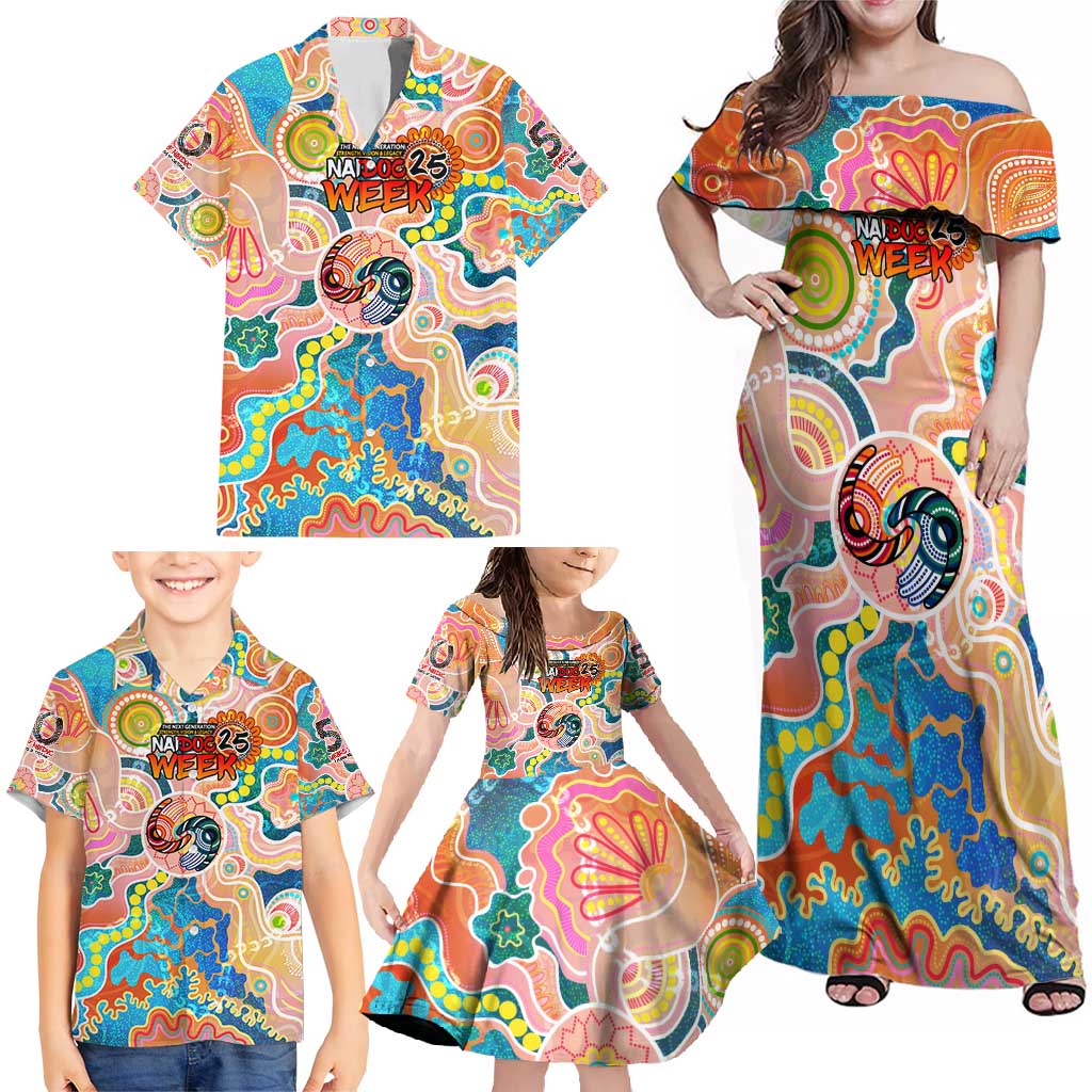 Personalised Naidoc 2025 Where Culture Walks the Runway Family Matching Off Shoulder Maxi Dress and Hawaiian Shirt Aboriginal Indigenous Art